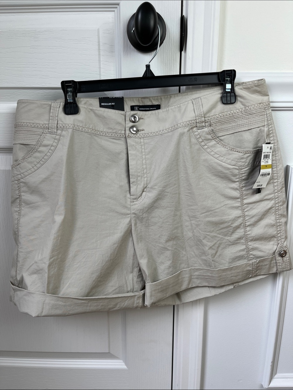 INC International Concepts Light Khaki Roll-Cuff Bermuda Shorts